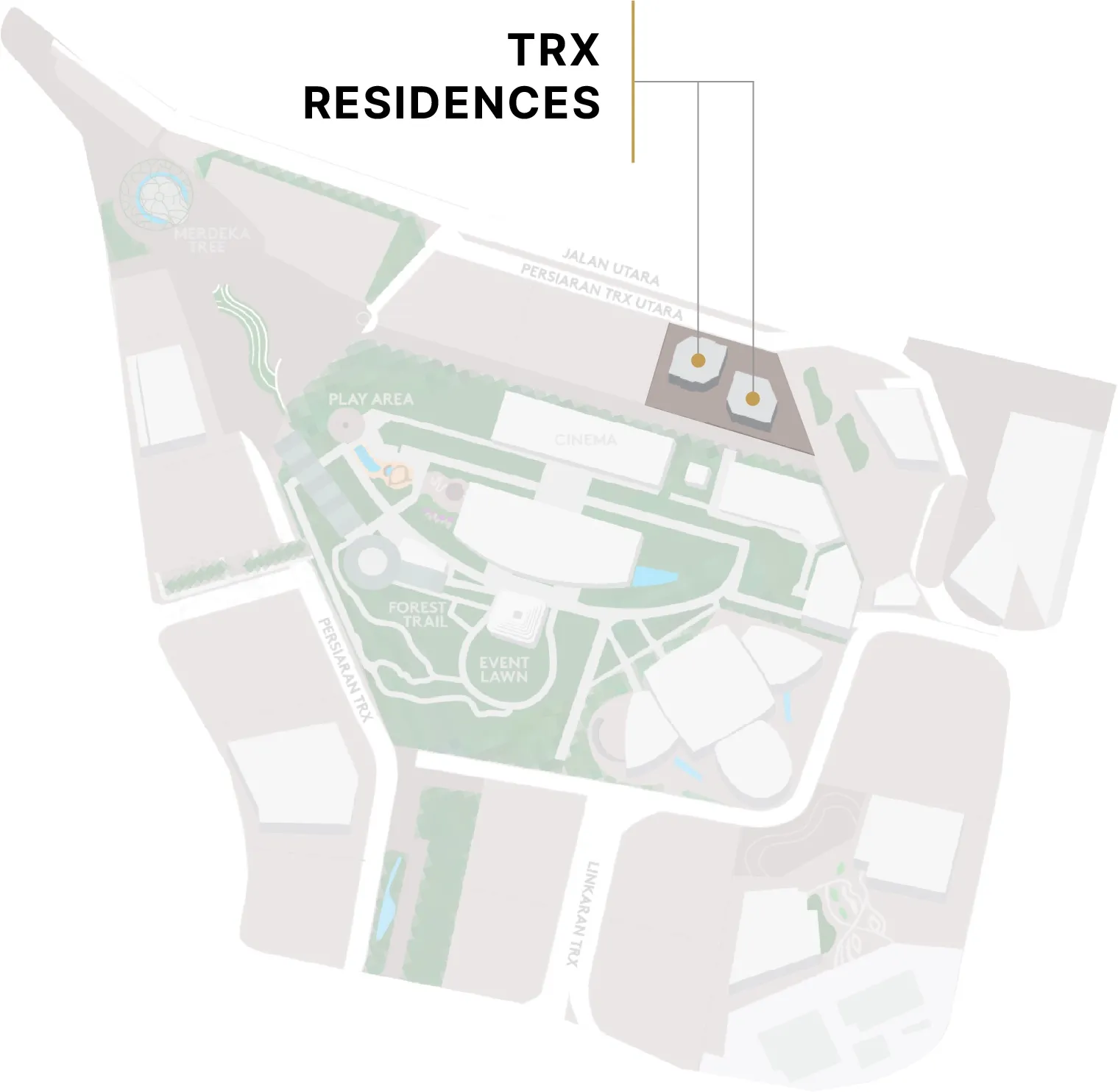 TRX masterplan, with TRX Residences at the northern edge